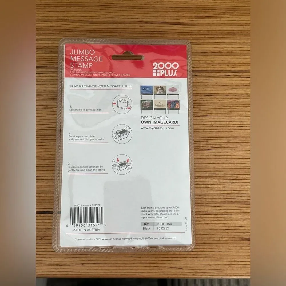Cosco 2000 Plus Jumbo Message Stamp, PAID, RECEIVED, FAXED - Brand NEW Sealed